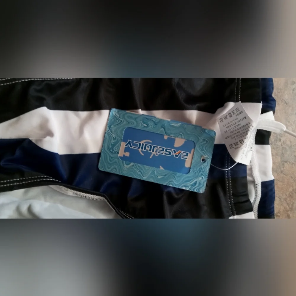 Men's Striped Swim Briefs in Navy, Black & White